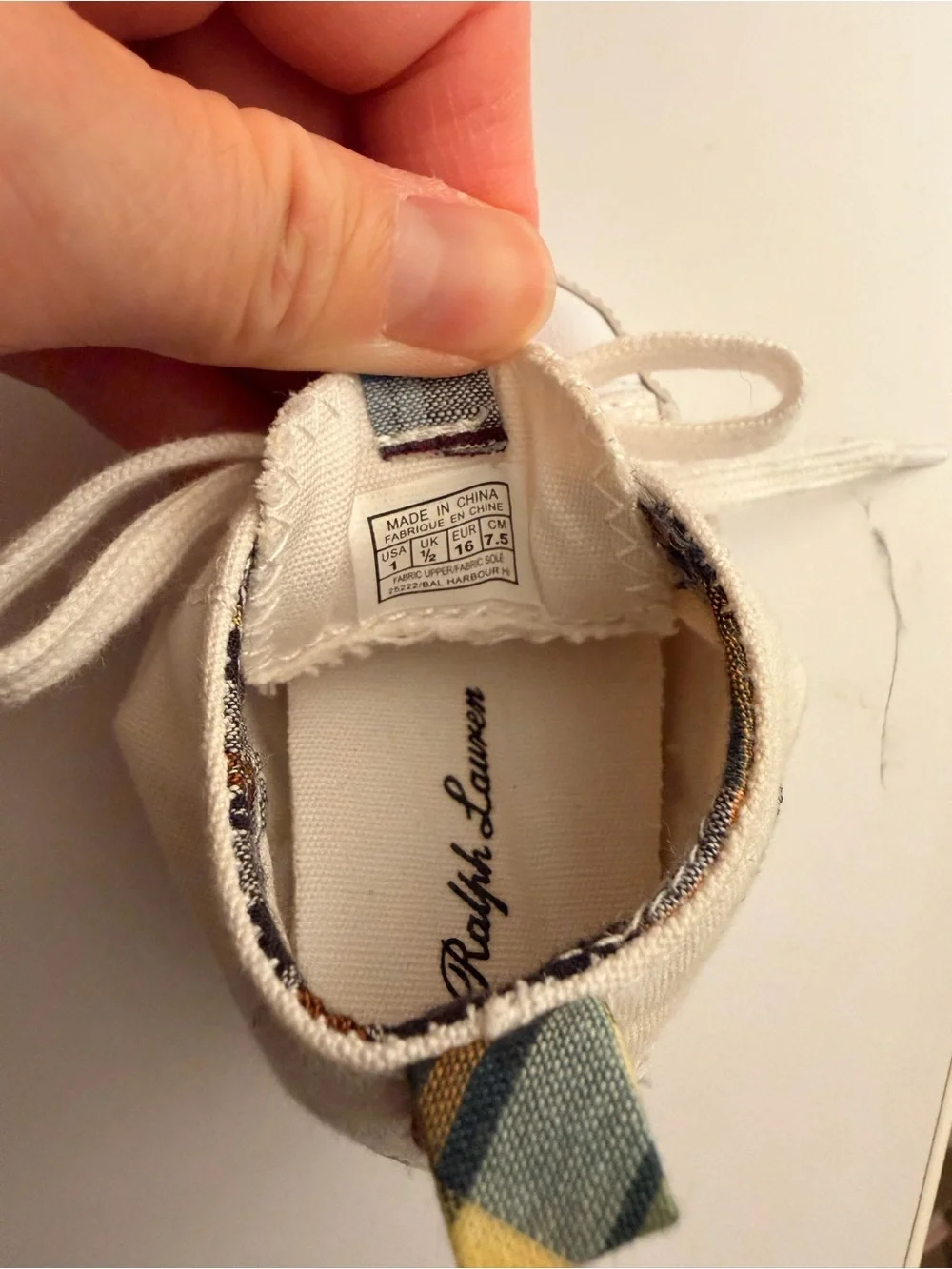 Polo Ralph Lauren Cream Baby Canvas Lace-Up Crib Shoes